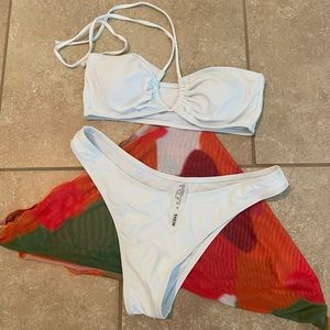 White Bikini with Wrap Skirt